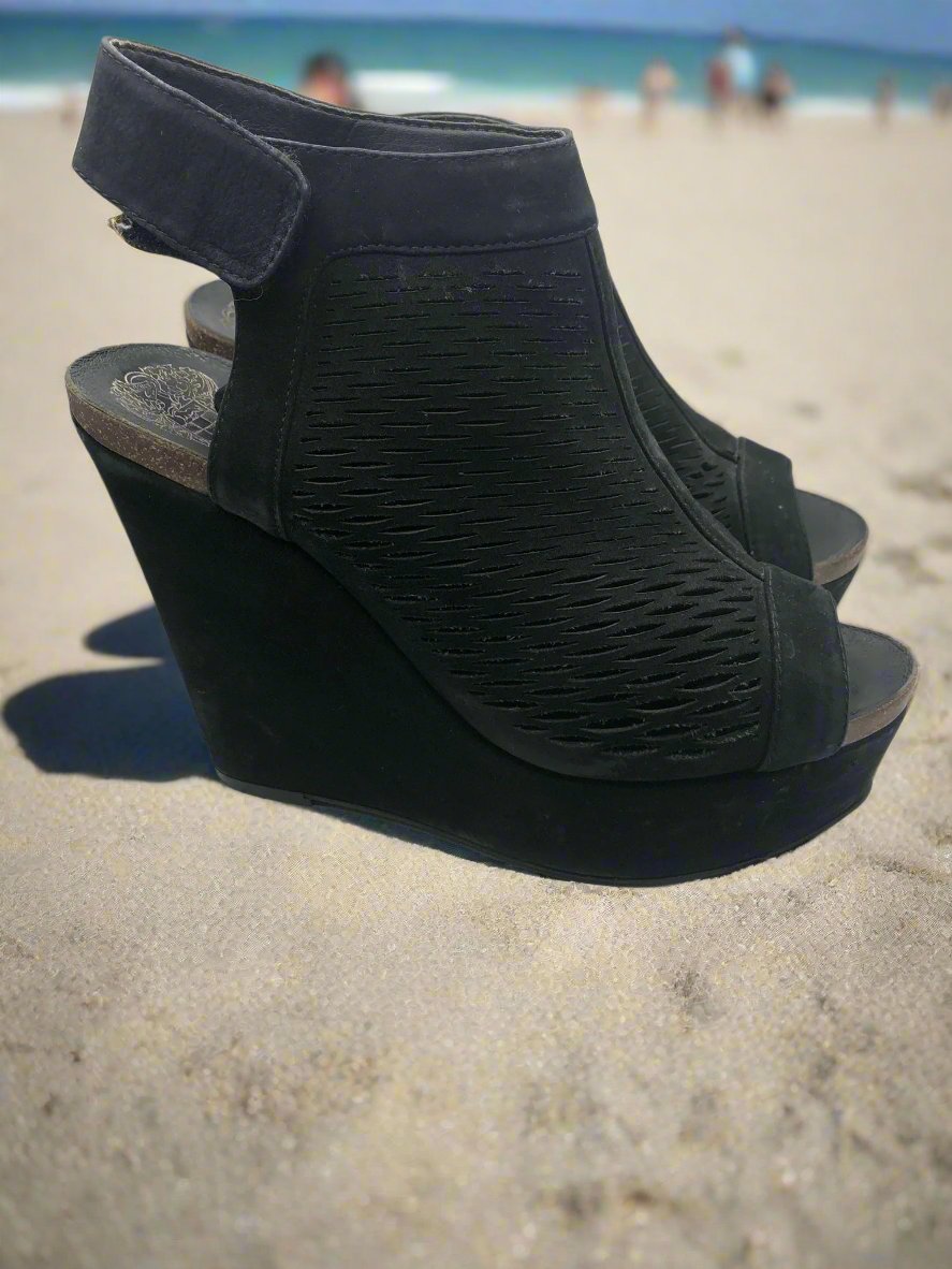 Vince Camuto Black Wedge Shoes