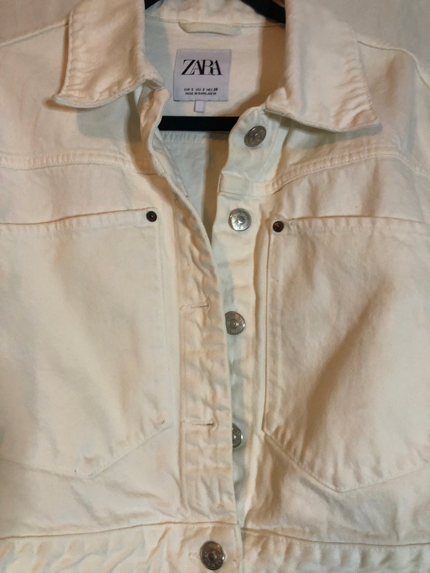 Zara White Denim Short Jacket Size Small