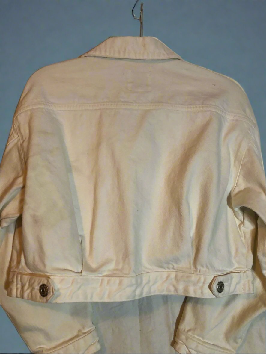 Zara White Denim Short Jacket Size Small