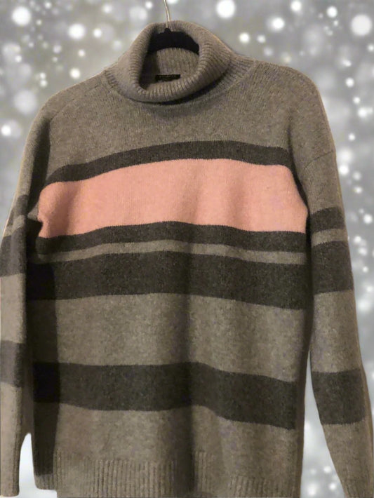 Talbots Pink and Gray Turtleneck Sweater PS