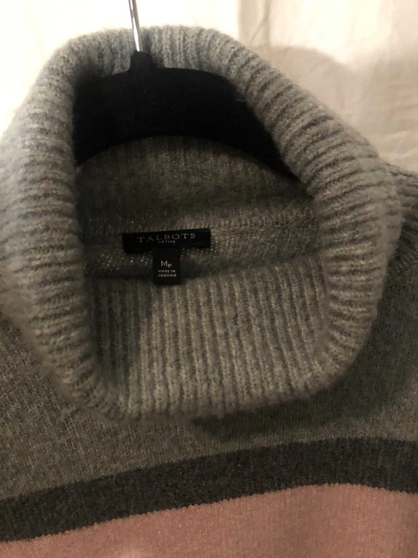 Talbots Pink and Gray Turtleneck Sweater PS