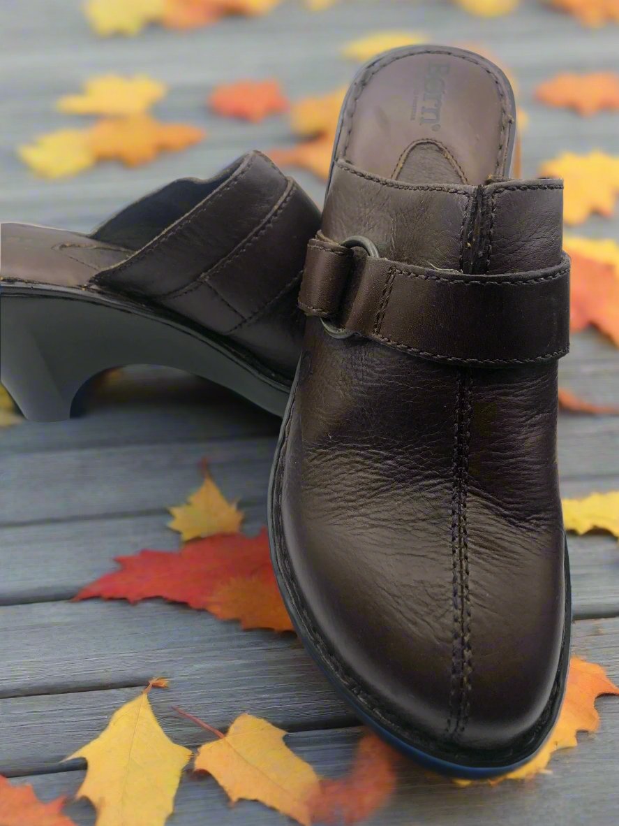 Born Women's Brown Leather Clogs Size 10