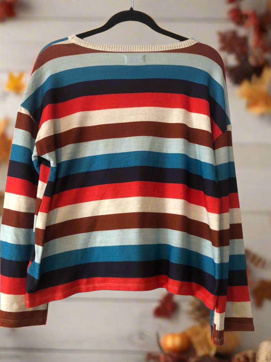 a.n.a Striped Long Sleeve Sweater S