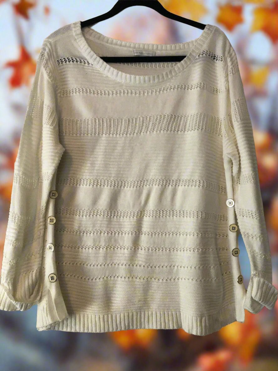 New York & Company White Knit Sweater XL