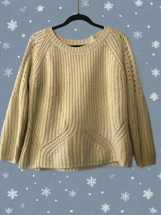 JVINI Cable Knit Cream Sweater M