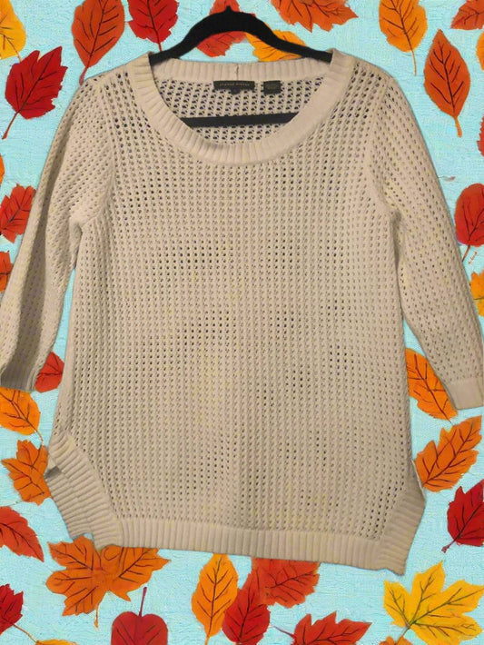 Jeanne Pierre White Knit Sweater L