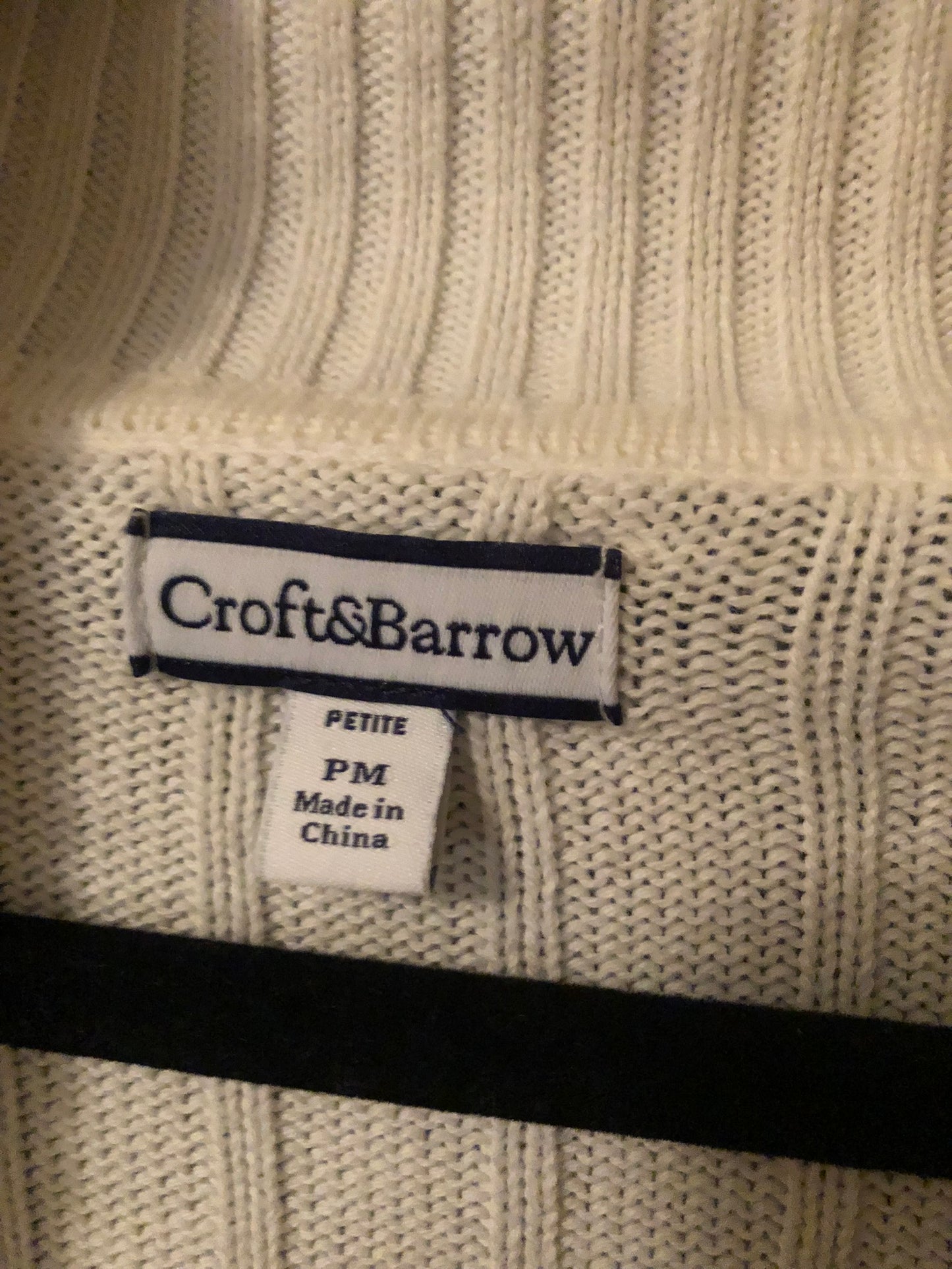 Croft & Borrow Single Button White Knit Sweater PM